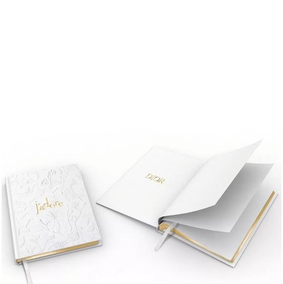 DIOR J’adore White Embossed Blank Journal Notebook with Gold Edges | NEWDio - Picture 1 of 5